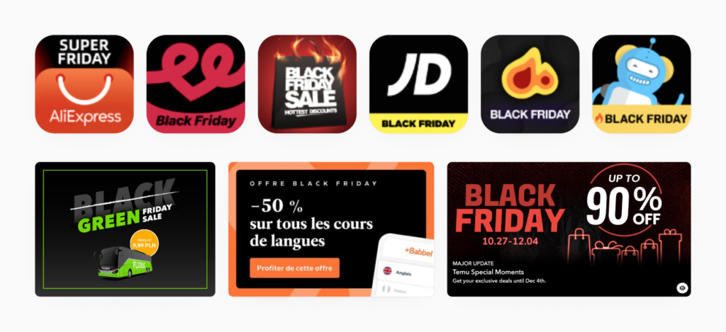 Black Friday on the App Store, a variety of promotional icons and banners gathered by ALPHA