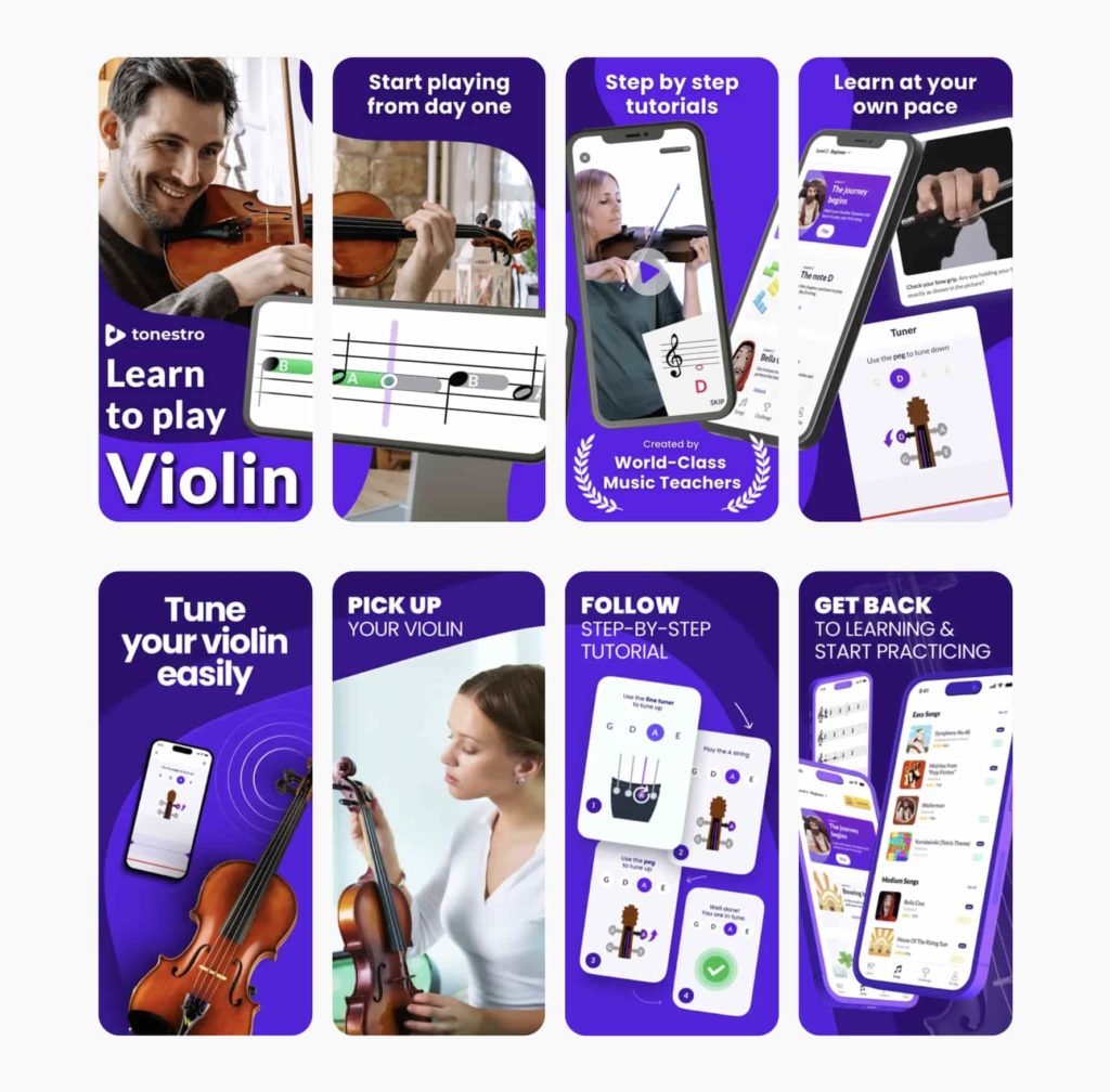 An example of using custom product pages to showcase different mobile app features for specific keywords. Tonestro, a client of ALPHA.
