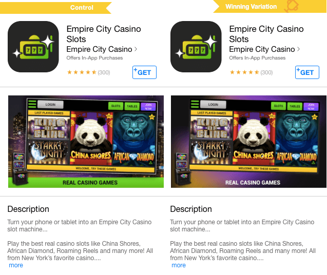 Slots app tests screenshots with ALPHA